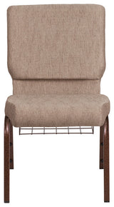 HERCULES 18.5'W Church Chair in Beige Fabric,Book Rack - Copper Vein Frame