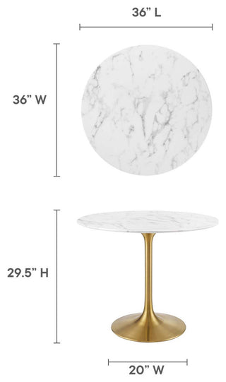 Lippa 36" Round Dining Table, Gold White