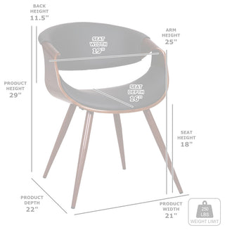 Butterfly Mid-Century Dining Chair, Walnut, Green