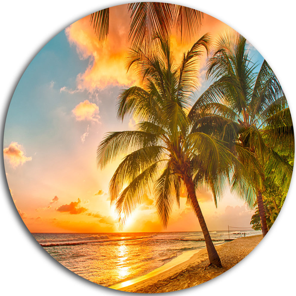 Barbados Landscape, Photography Round Metal Wall Art, 11"