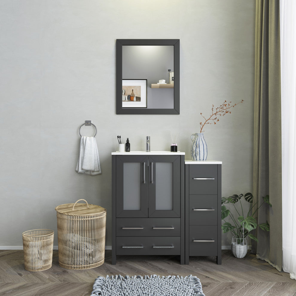 Vanity Art Vanity Set With Ceramic Top, 36", Espresso, Standard Mirror