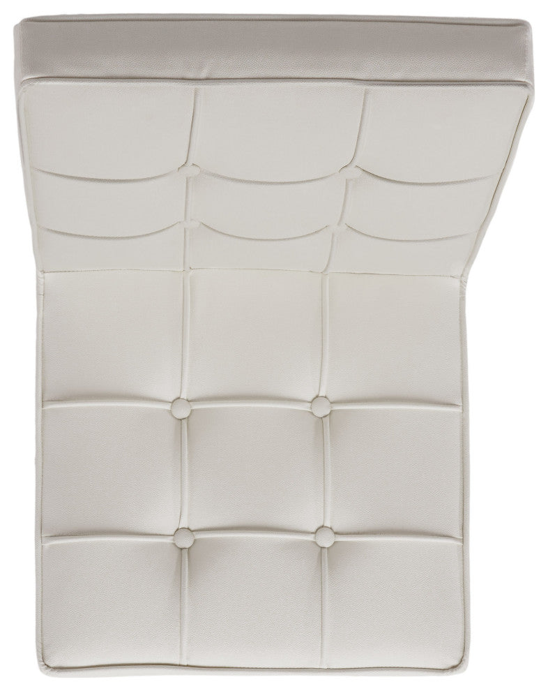 GDF Studio Pandora Modern Button Tufted Bonded Leather Dining Chairs, Set of 2, White