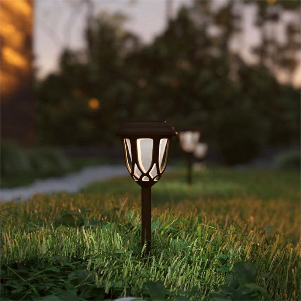 Flash Furniture Tulip Solar Powered Plastic LED Garden & Pathway Lights in Brown