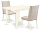 3Pc Dining Set, Drop Leave Table, 2 Chairs, Cream Chairs Seat, Linen White