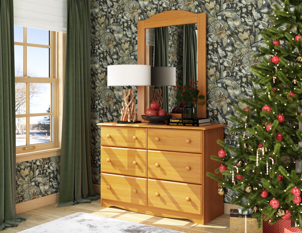 100% Solid Wood Double Dresser, Honey Pine