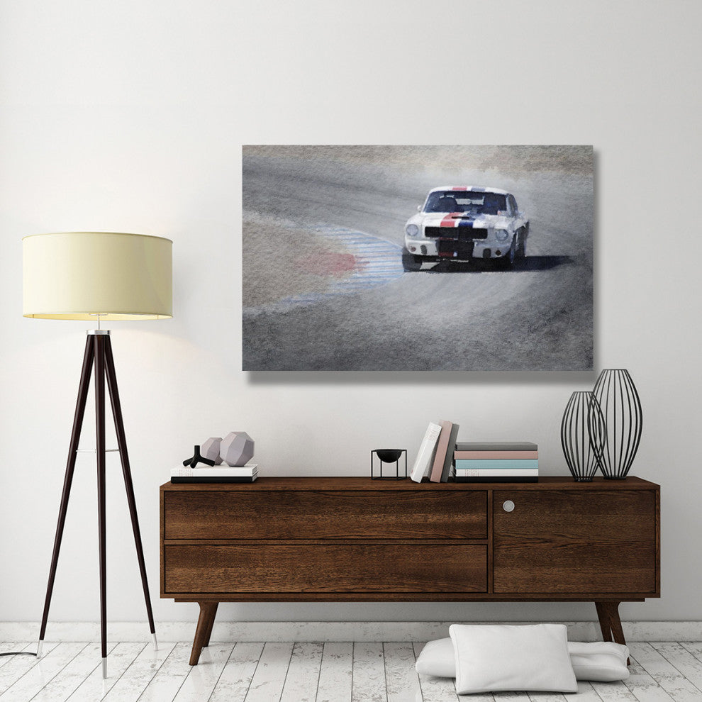 "Mustang on Race Track Watercolor" Fine Art Print