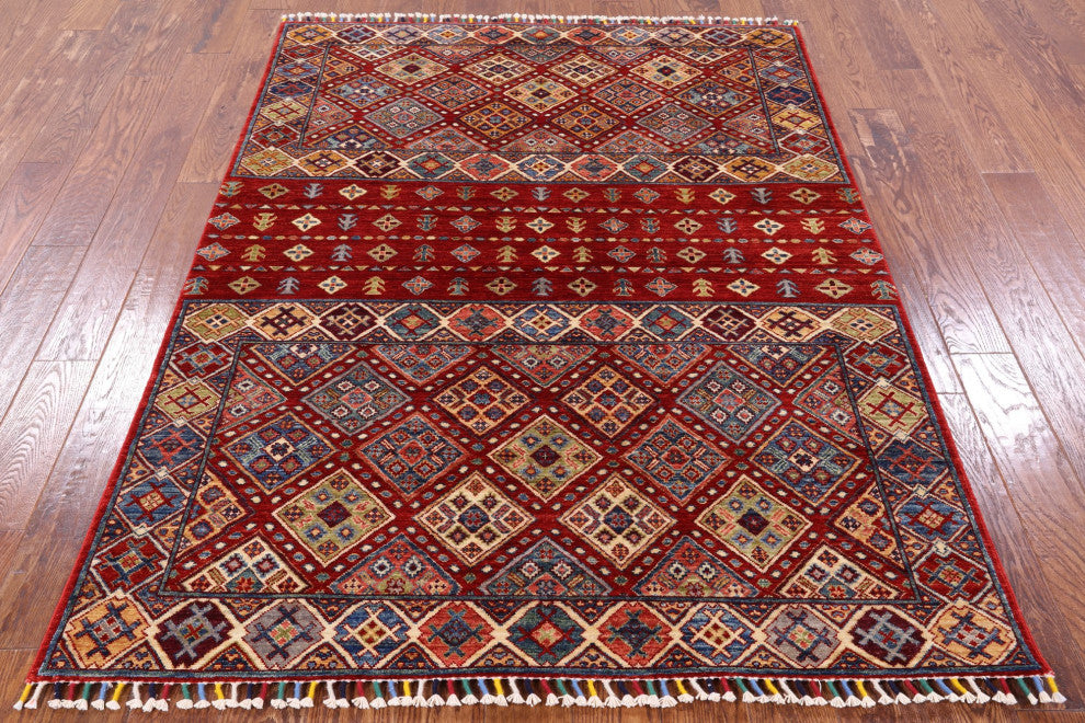 Khorjin Super Kazak Hand-Knotted Rug 4' 11" X 6' 7" Q5179