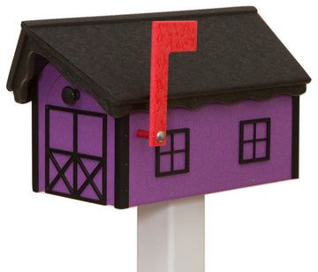 Horse Barn Weatherproof Mailbox, USA Handmade, Black, Purple