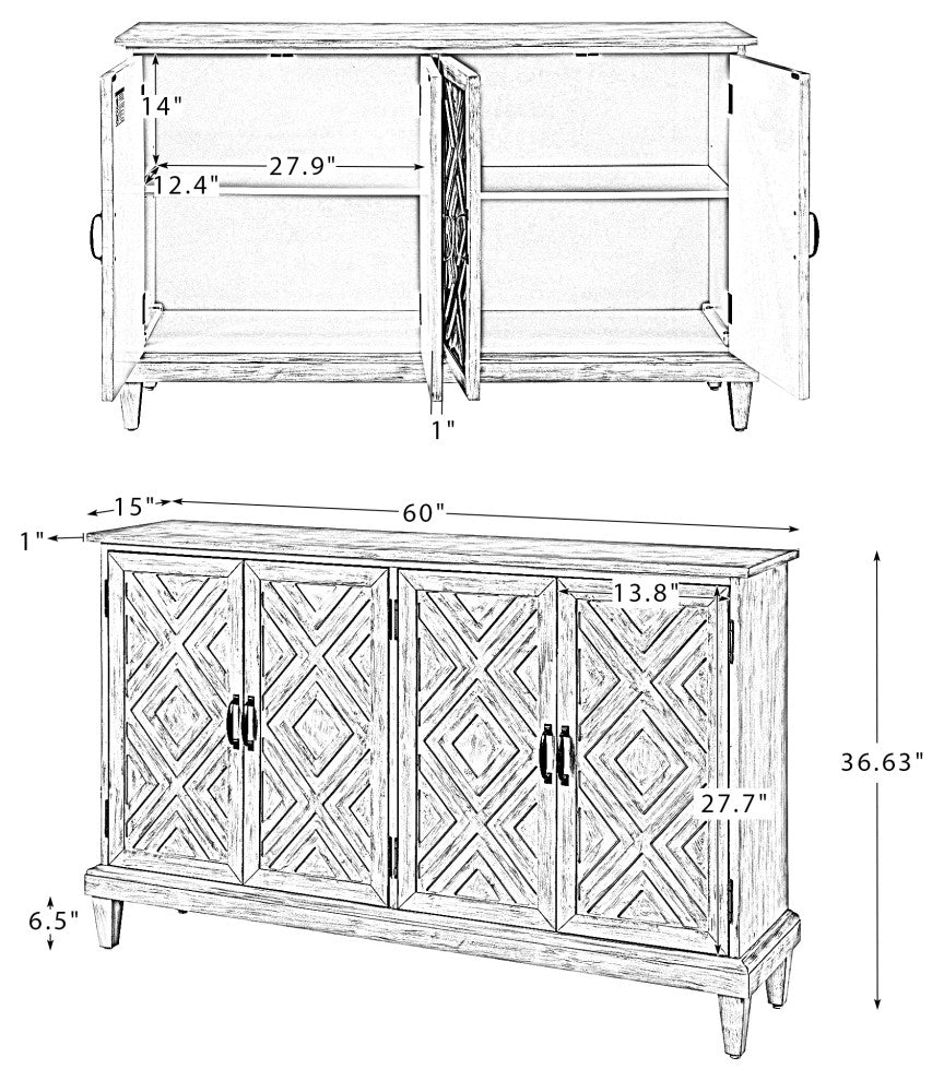 Elmar 60'' Wide Sideboard, Gray
