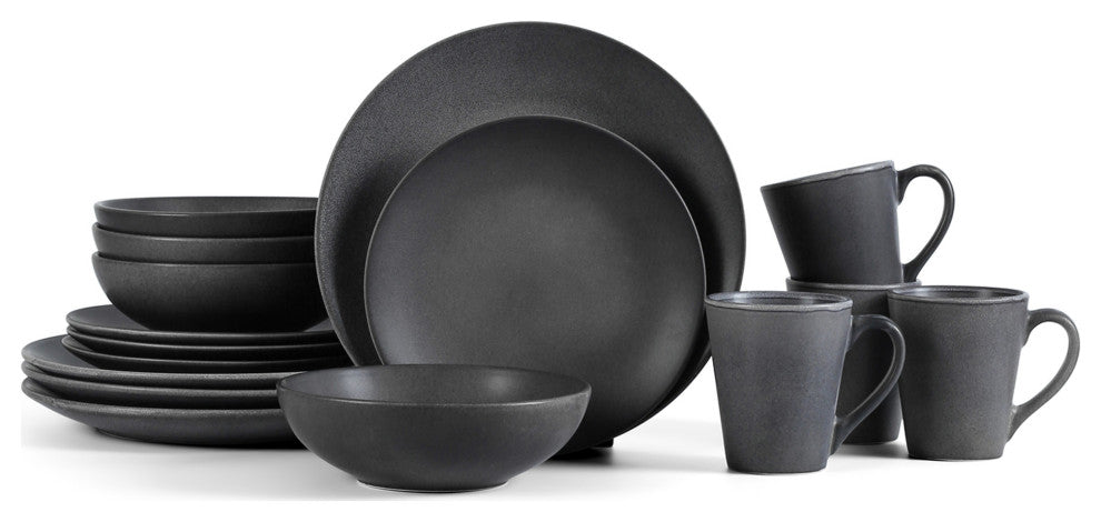 Stone Lain Grao Stoneware Dinnerware Set, Gray, 16-Piece