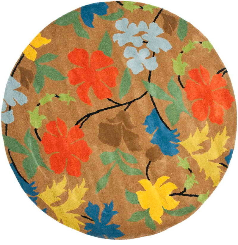 Safavieh Soho Soh737A Floral Rug, Brown/Multi, 6'0"x6'0" Round
