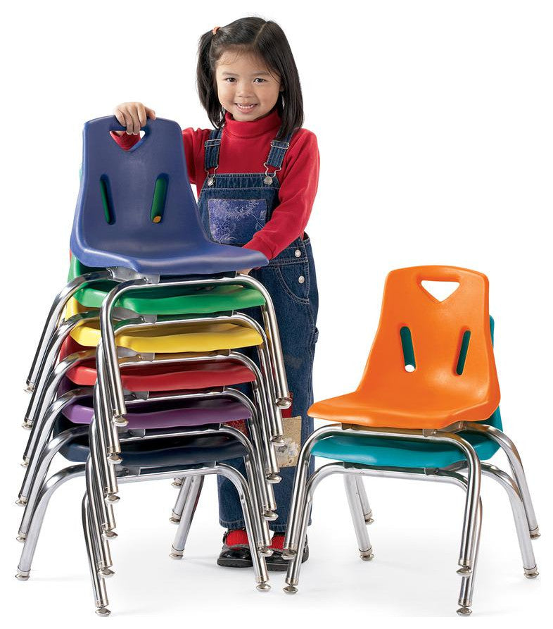Berries Stacking Chair, Steel Frame, 4-Legged Base, Green