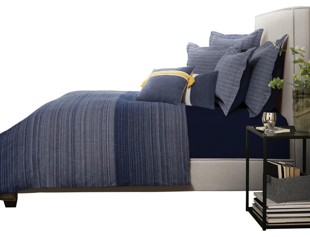 Crestwood 8-Piece King Cotton Duvet Set - Denim Blue