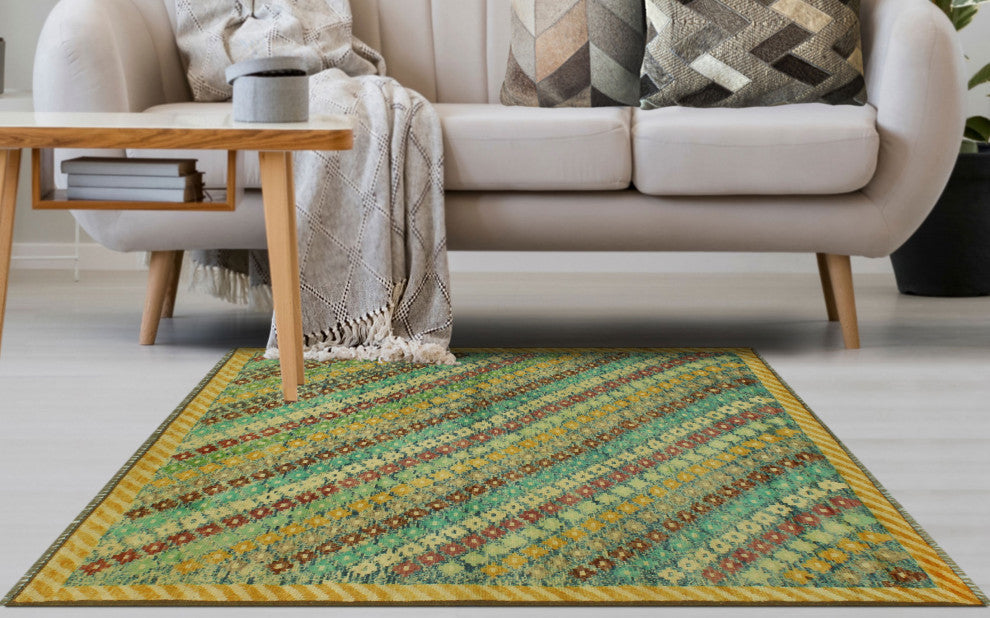 Balochi Channing Blue/Gold Rug, 3'11x5'10