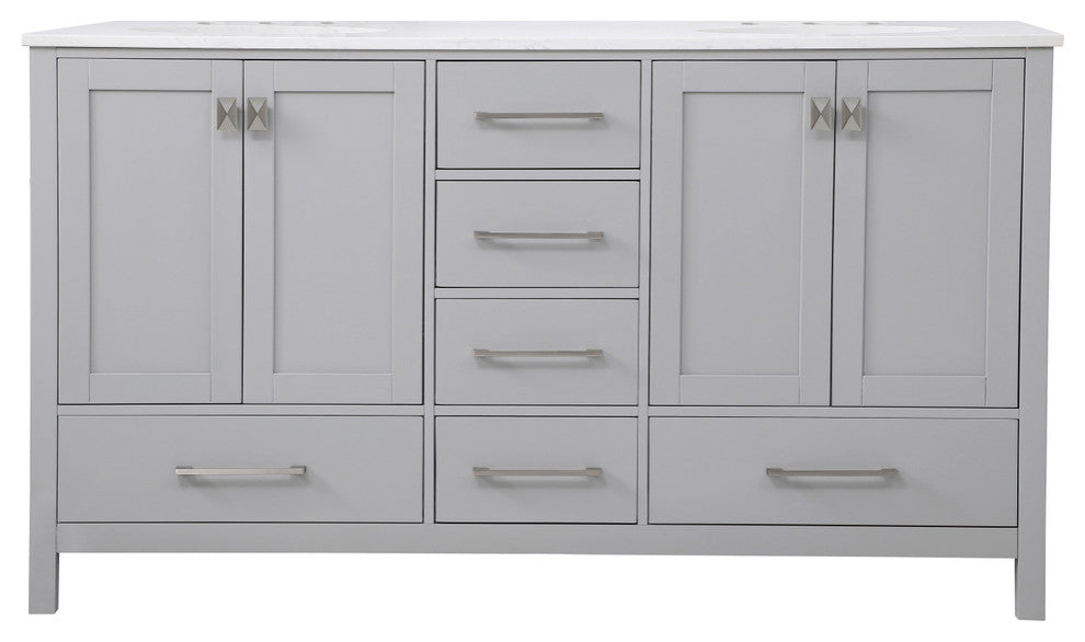 Grey 60" Double Sink Bathroom Vanity