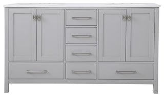 Grey 60" Double Sink Bathroom Vanity
