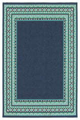 Oriental Weavers Meridian Navy/Green Border Indoor/Outdoor Rug 6'7"X9'6"