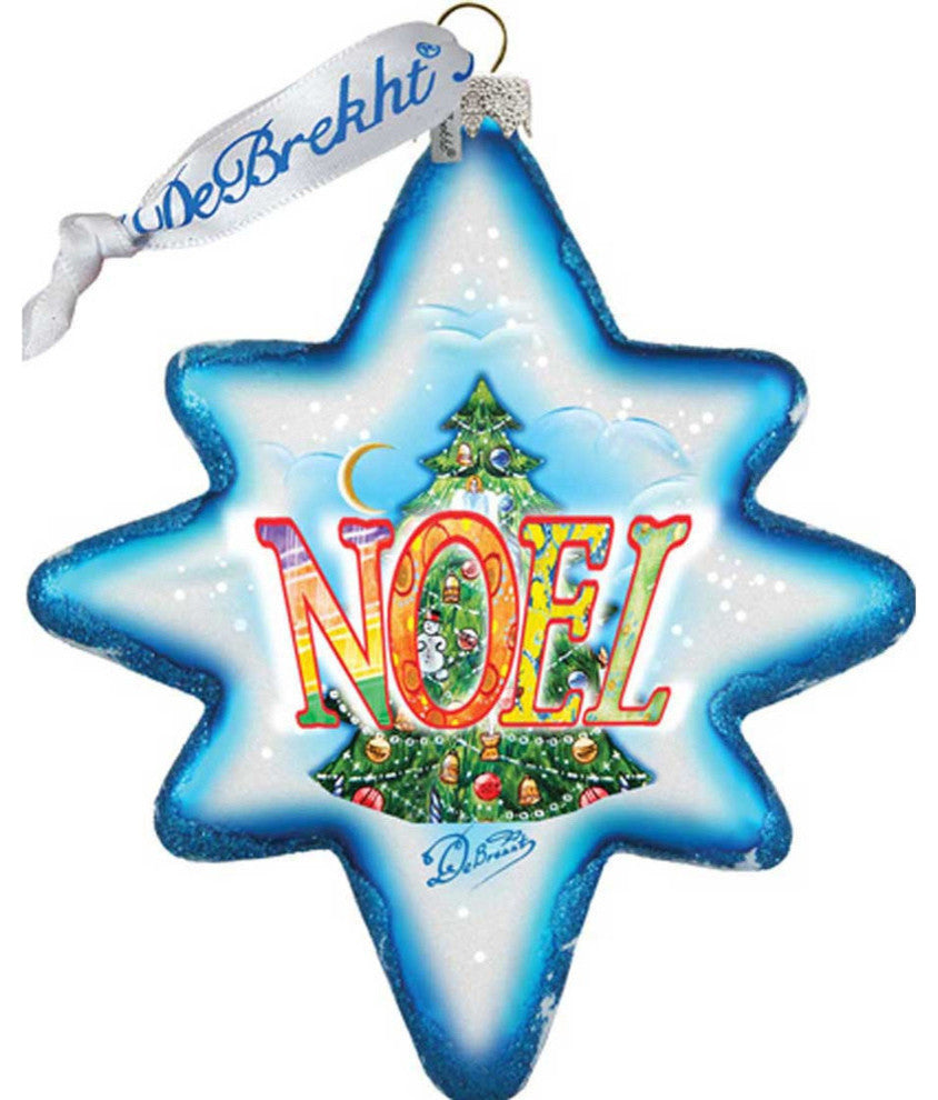 Hand Painted Noel Glass Scenic Ornament, Led