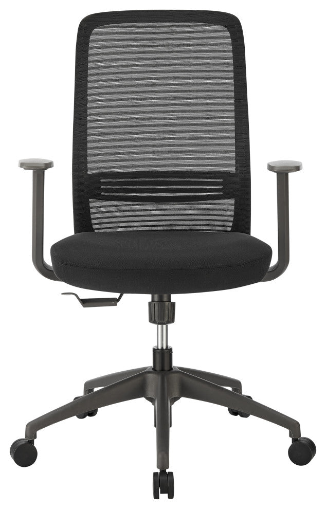 Kasper Mid-Back Office Chair, Black Mesh Back and Black Fabric Seat