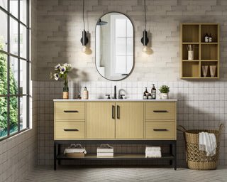 Home Living 60" Single Bathroom Vanity, Honey Brown
