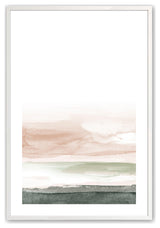 Opaque White 12" x 16" Mist over the shore Framed Print