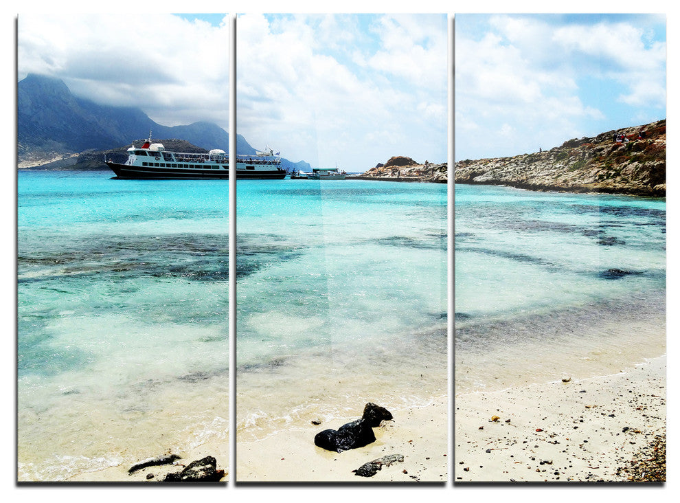 "Blue Crete Island in Greece" Metal Wall Art, 3 Panels, 36"x28"