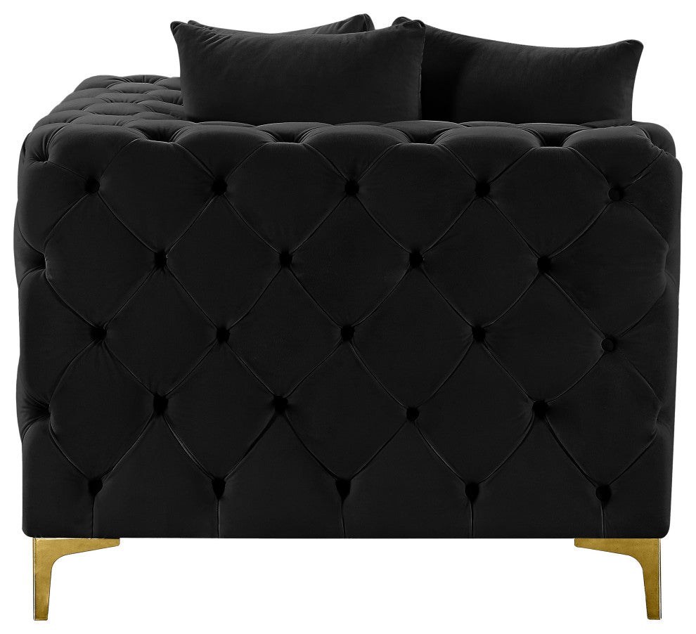 Tremblay Velvet Upholstered Corner Chair, Black