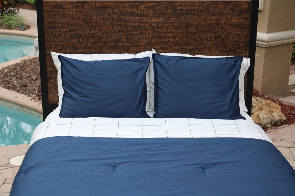 Solid Matte Sateen Comforter Set, Navy, Twin, Twin XL