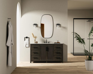 Home Living 60" Single Bathroom Vanity, Chocolate Oak