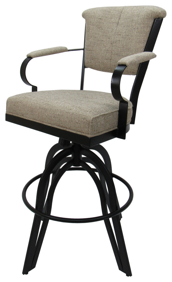 Miami Counter 26" or 30" Metal Bar Stool - A Base, Hemsath Driftwood, Black, 30"