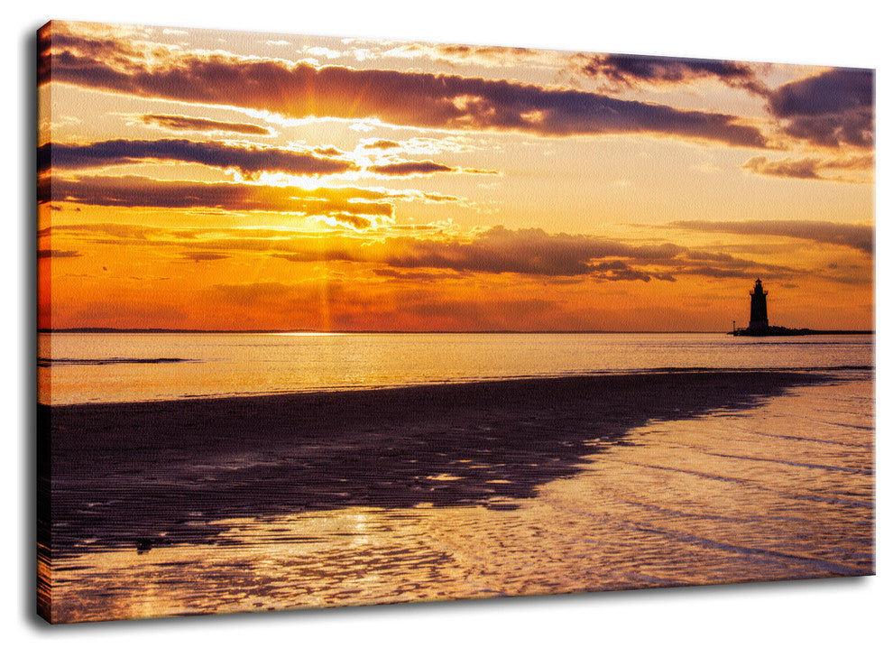 Cape Henlopen Sunset Coastal Landscape Photo Canvas Wall Art Print, 18" X 24"