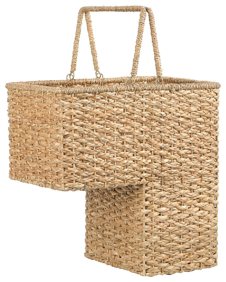 Woven/Bangkuan Stair Basket With Handles, Natural