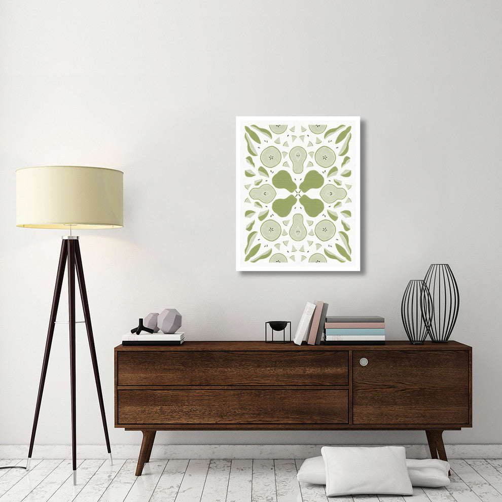 "Retro Pear Otomi Monotone" Digital Paper Print by Elyse DeNeige, 30"x37"