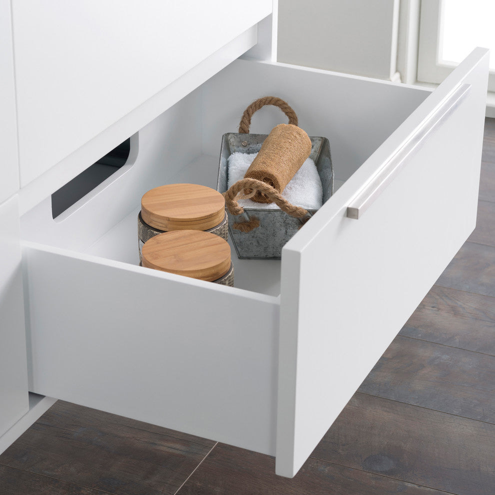 Vanity Alfred 60 Double Sink With Integrated Solid Surface top, Matt White, Brus