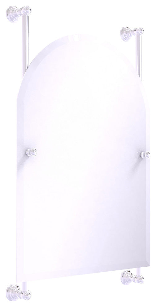 Carolina Arched Top Frameless Rail Mounted Mirror, Polished Chrome