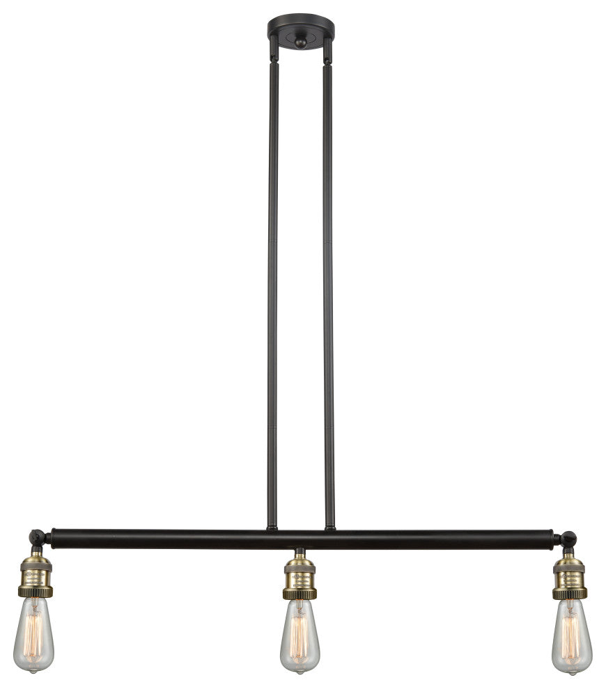 Innovations 213AB Bare Bulb 3 Light Island Light, Black Antique Brass