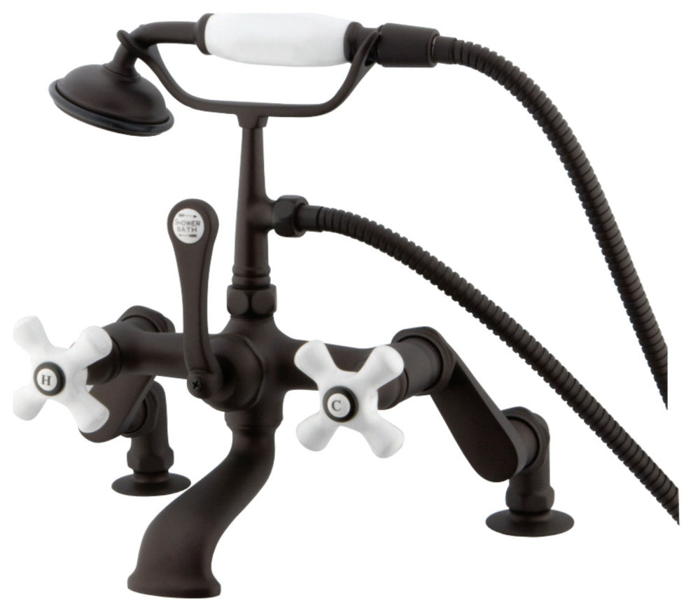 Kingston Brass Adjustable Center Deck Mount Tub Faucet, Oil Rubbed Bronze