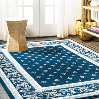 Acanthus French Border, Navy/Blue, 8'x10'