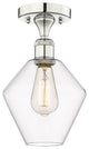 Cindyrella-1 Light 8" Semi-Flush Mount-Polished Nickel, Clear Glass Shade