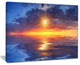 "Cloudy Sunset Reflection in Lake" Skyscape Painting Canvas Print, 20"x12"