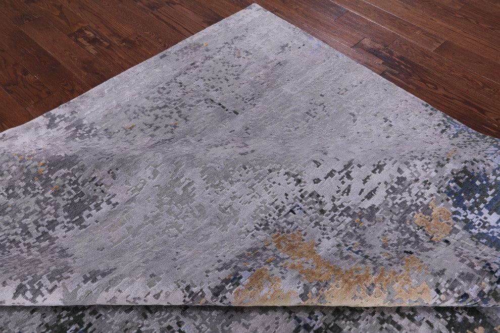 10' 0" X 14' 0" Abstract Wool & Silk Handmade Rug - Q14862
