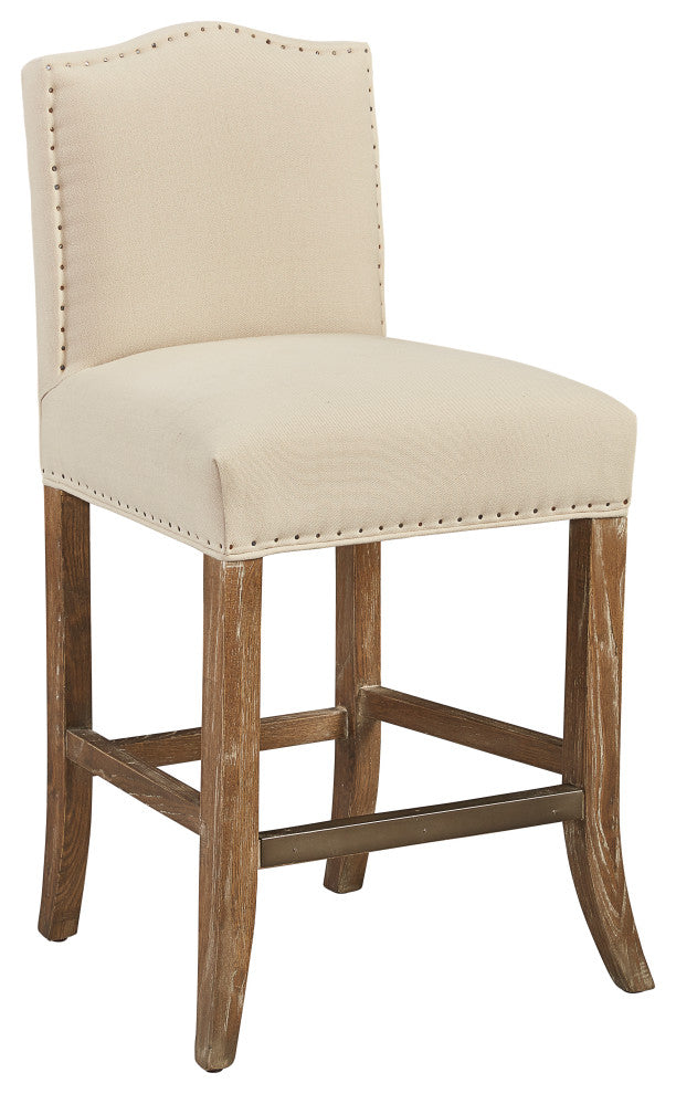 Brickell Oak Traditional Counter Stool with Nailhead Accents