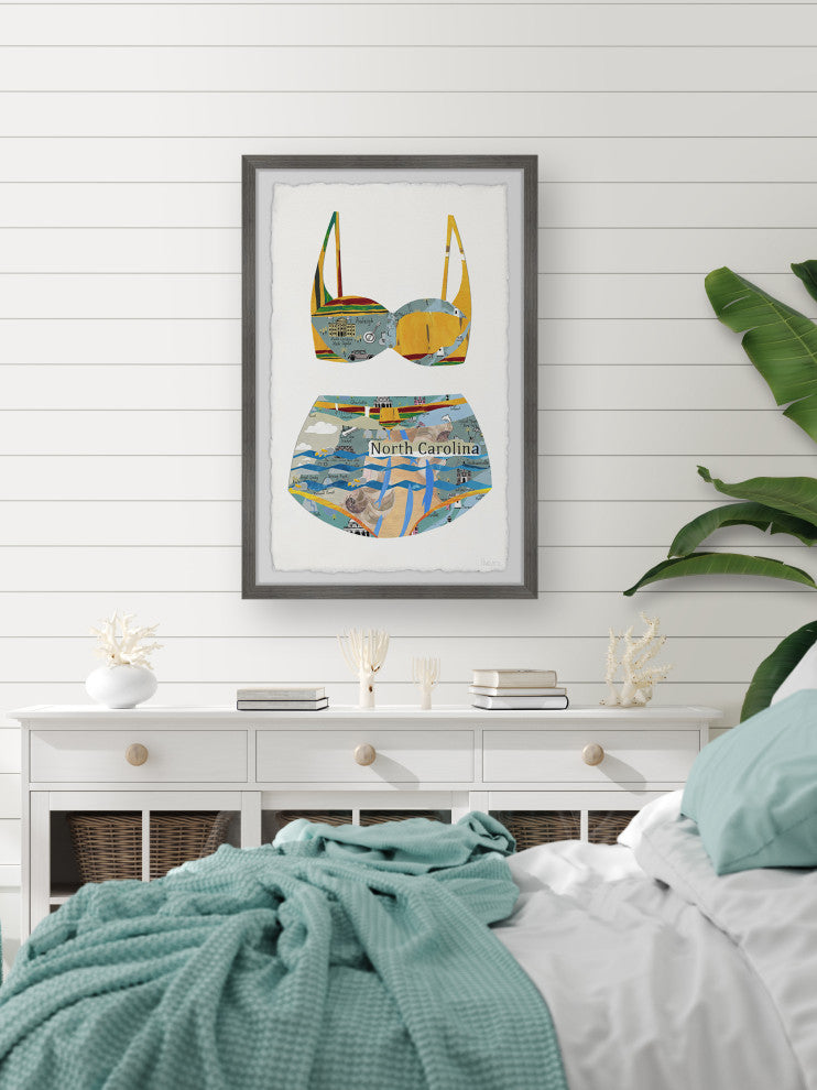 "North Carolina Bikini" Framed Painting Print, 12x18