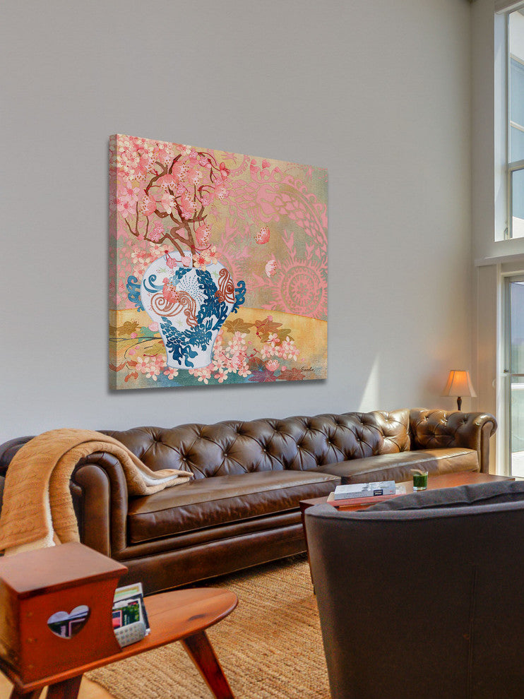 "Chinese Blue Vase I" Painting Print on Canvas by Evelia