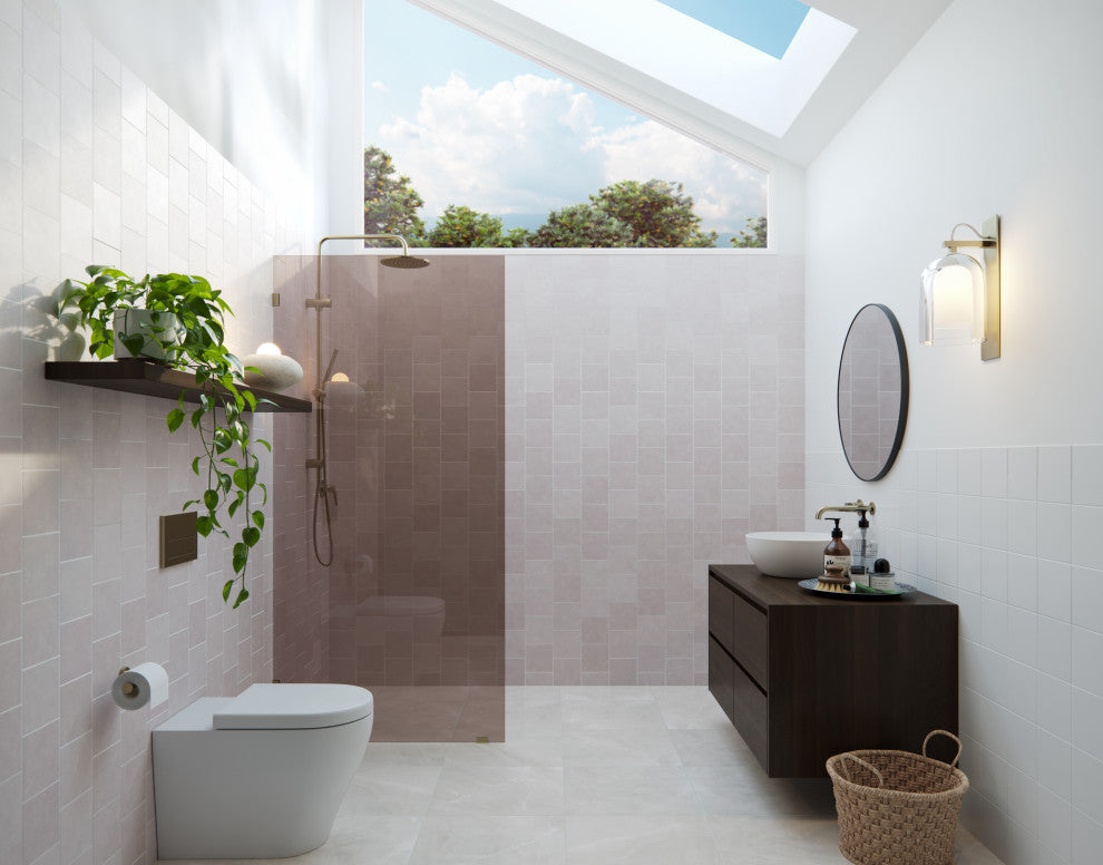 Ursa 30"x78" Frameless Fixed Glass Shower Panel With Bronze Tint, Brushed Bronze