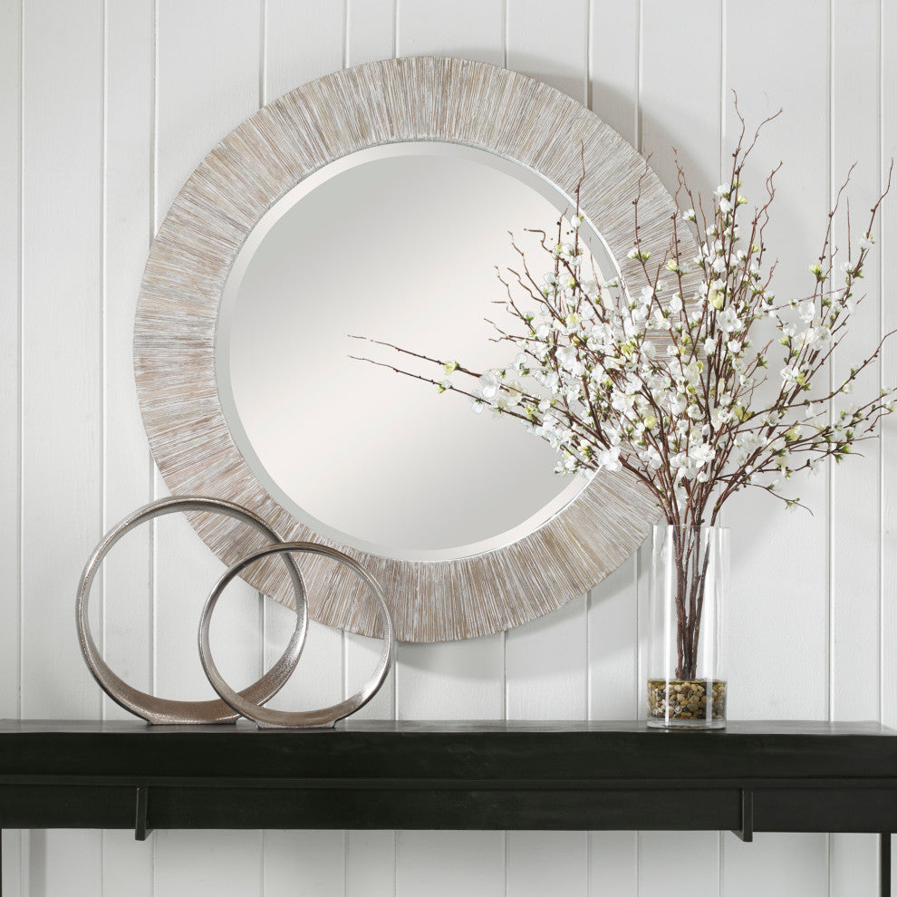 Uttermost 09785 Repose Whitewash Round Mirror