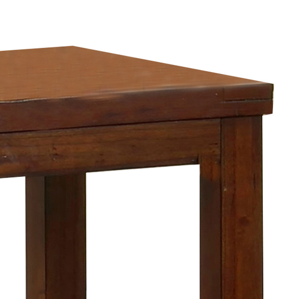 Benzara BM205366 Square Shaped End Table with Open Bottom Shelf, Brown