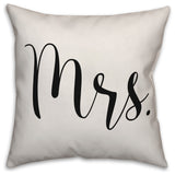 Mrs Script Throw Pillow Cover, 18x18