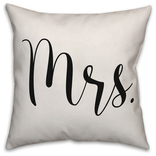 Mrs Script Throw Pillow Cover, 18x18