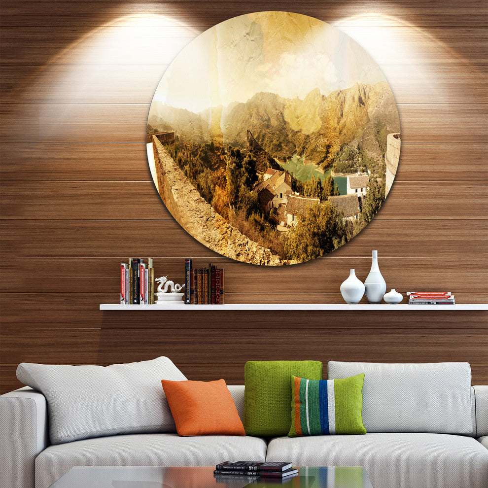 Mountain And Lofty Lake, Landscape Photo Round Wall Art, 36"
